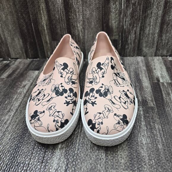 Melissa Minnie Mouse Mickey Mouse Pink Black Slip On Loafers Flats Shoes Size 8 - Picture 1 of 9